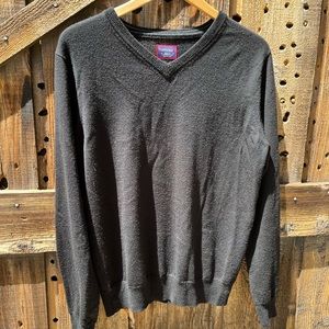 Untuckit Men's Sweater Solid Black 100% Merino Wool Size Medium